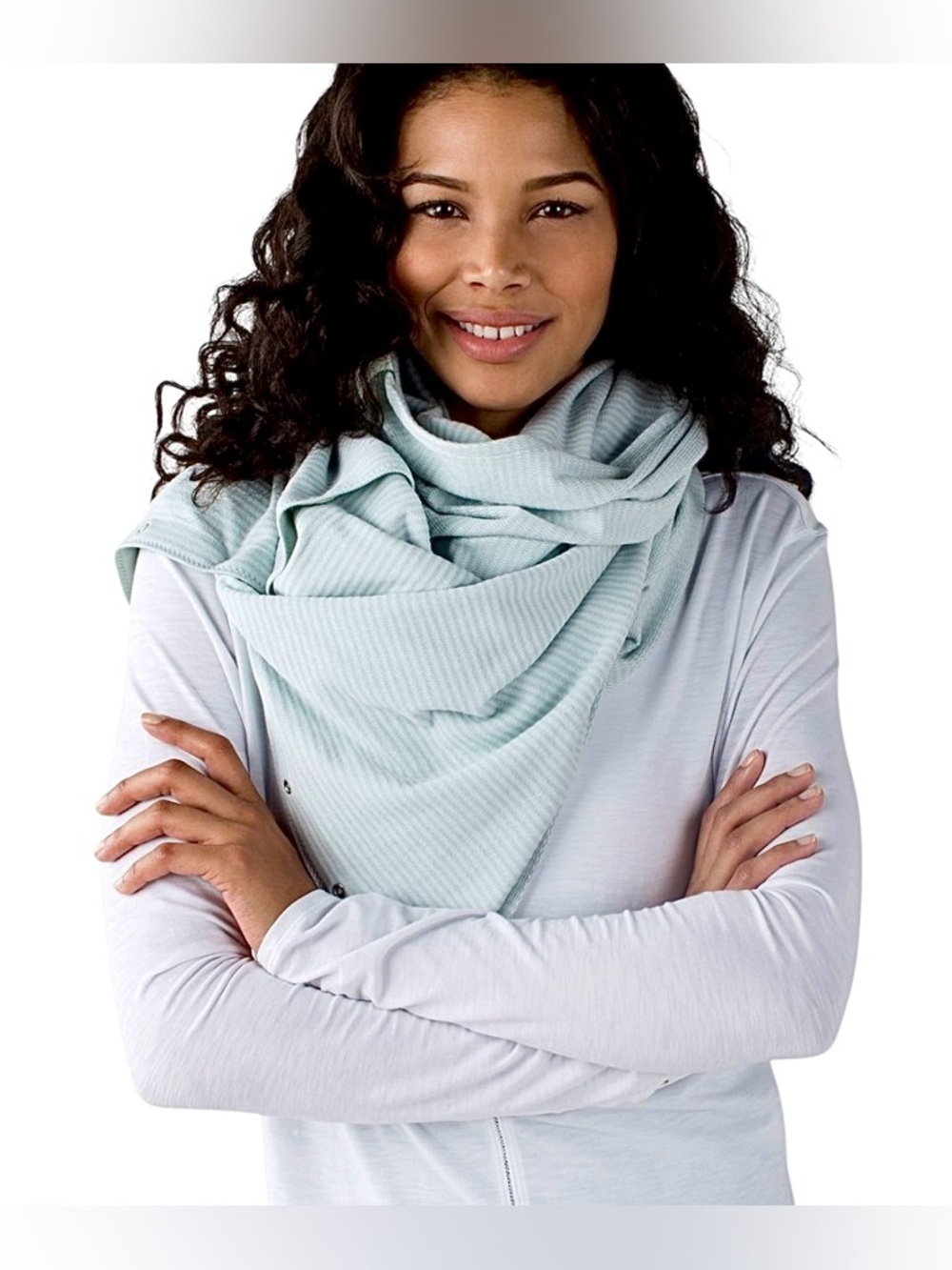 Lululemon – Vinyasa Scarf Rulu Mini Check Pique White Heathered Minty Grey –OS